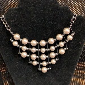 Vintage Gray Pearl silver necklace